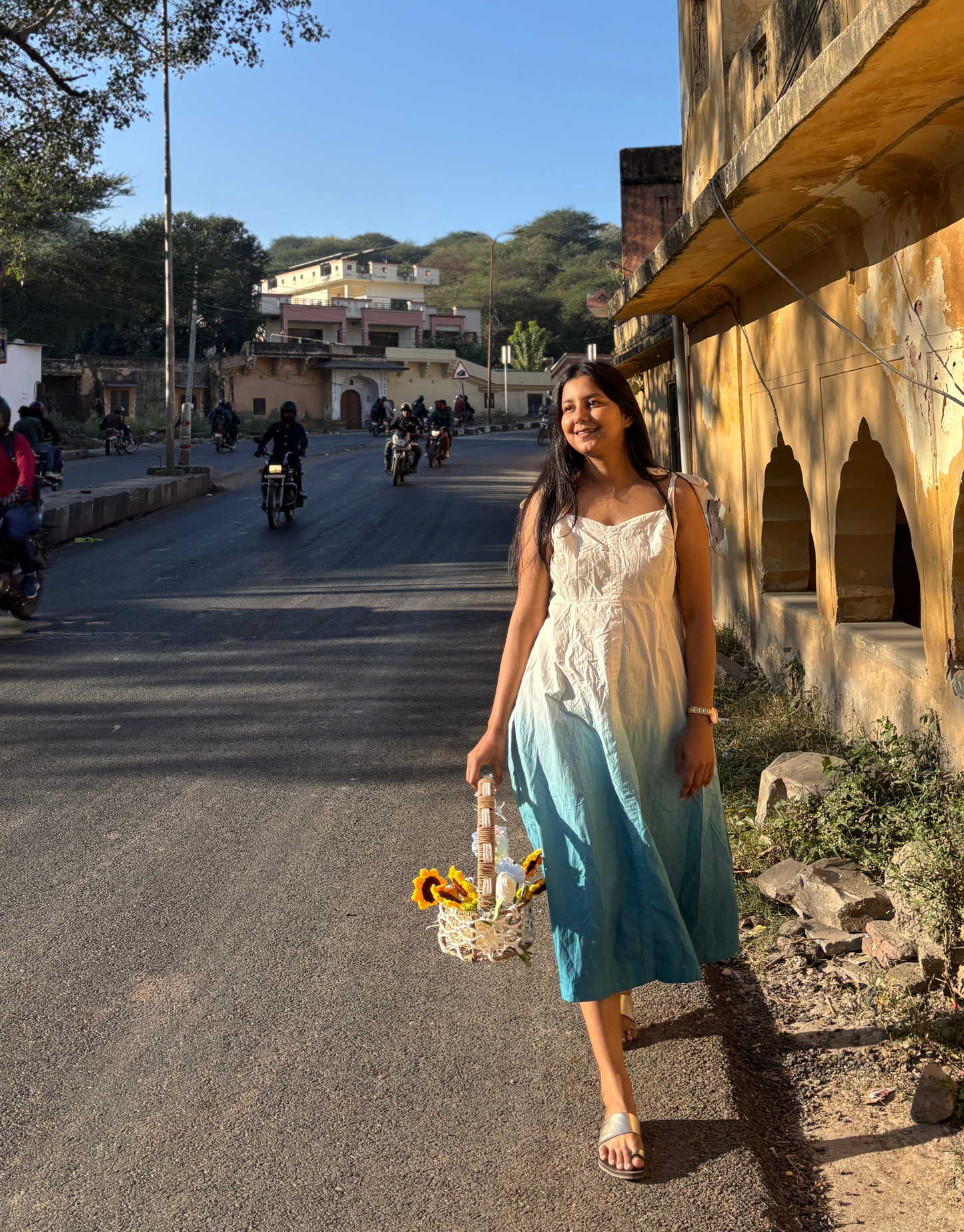 Ombre Indigo Hand-Dyed Tie-Strap Dress