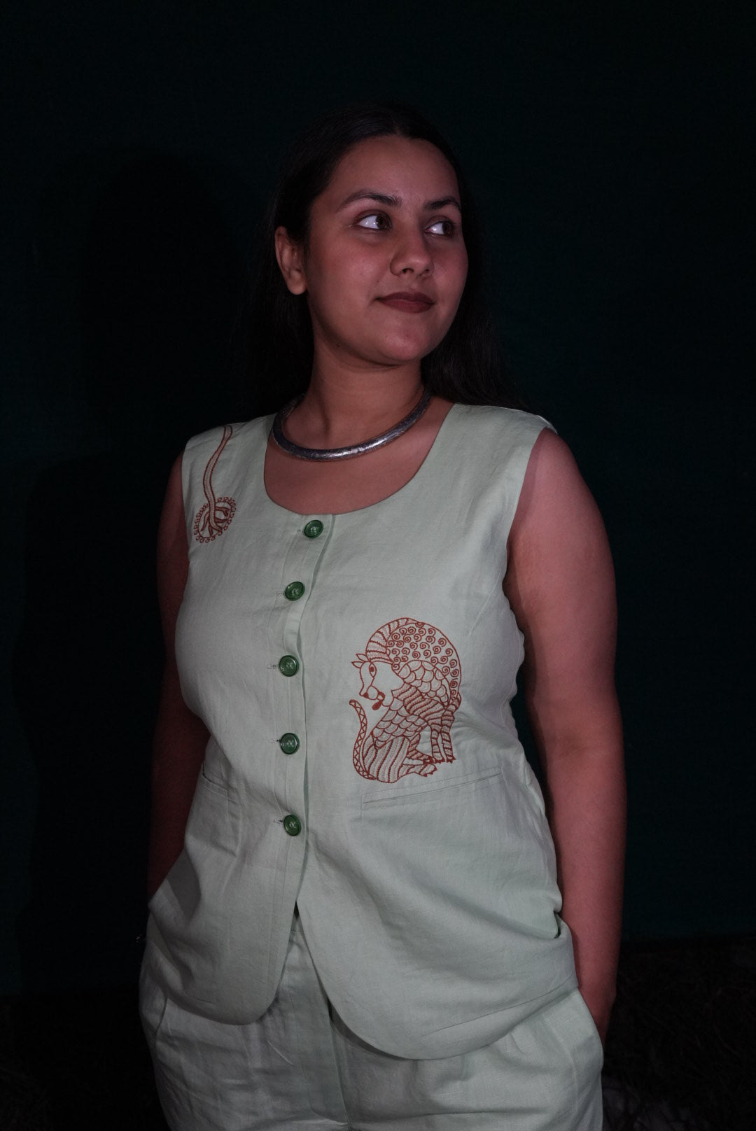 Aaranya Natural-Tone Embroidered Co-ord Set