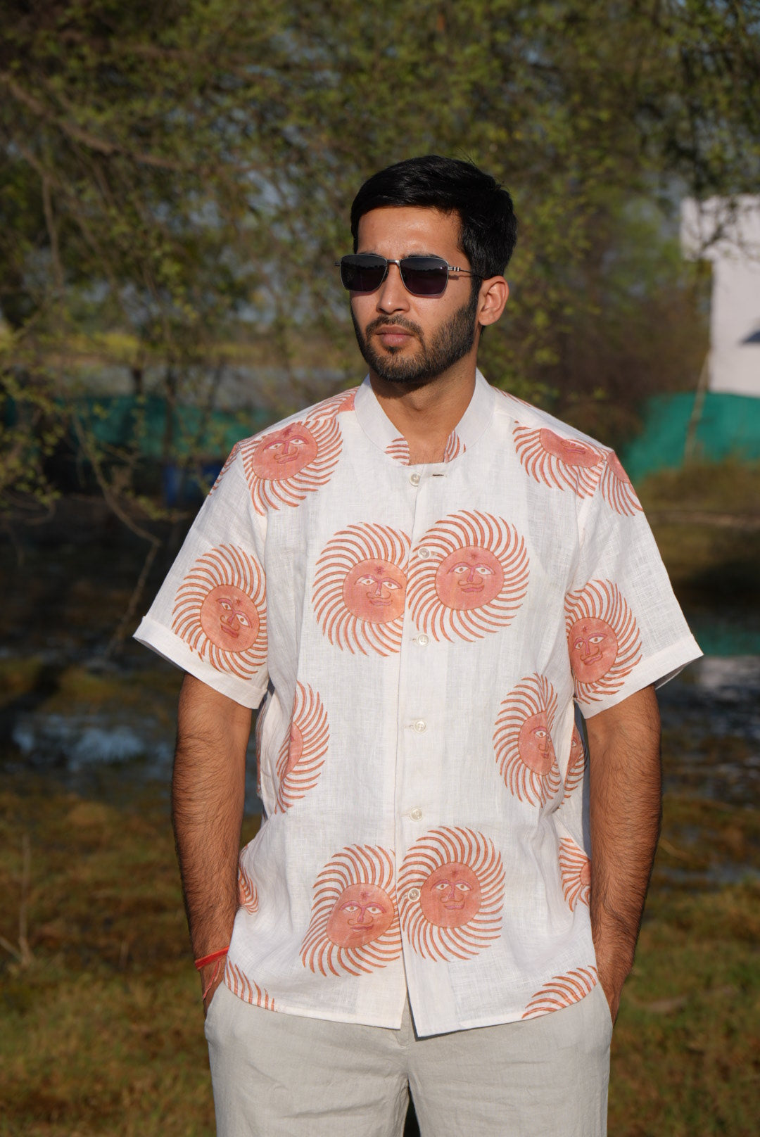 Surya Chakra Natural-Dyed Men’s Shirt – Off White
