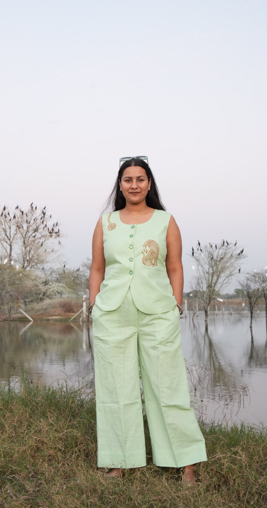 Aaranya Natural-Tone Embroidered Co-ord Set