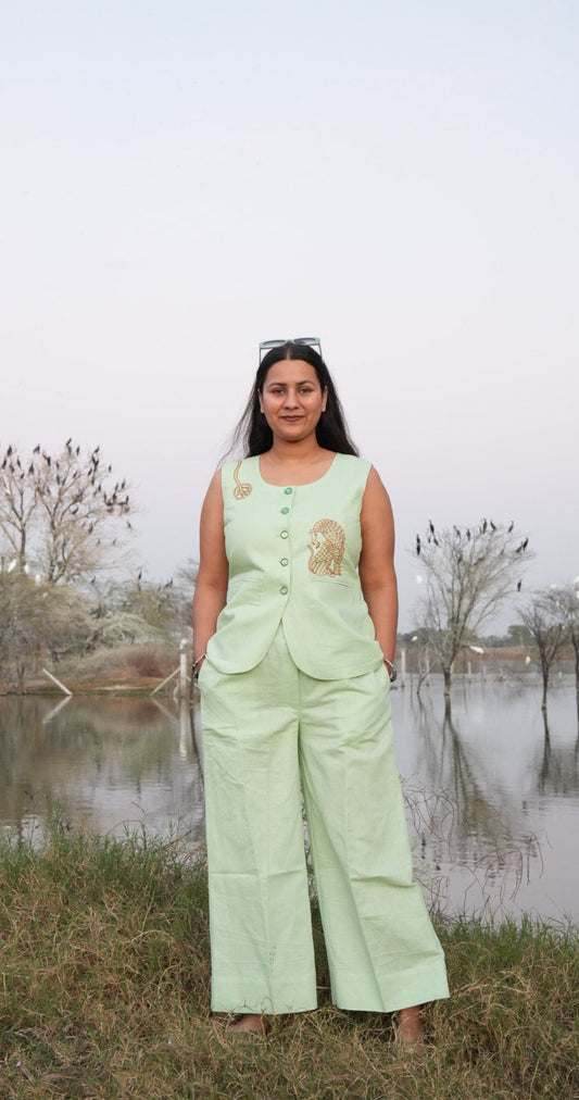 Aaranya Natural-Tone Embroidered Co-ord Set