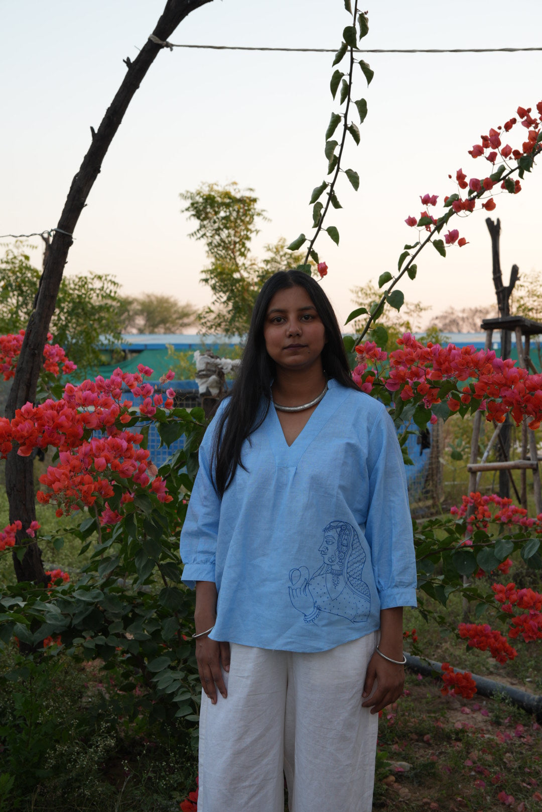 Tribal Handcrafted Sky Blue Top