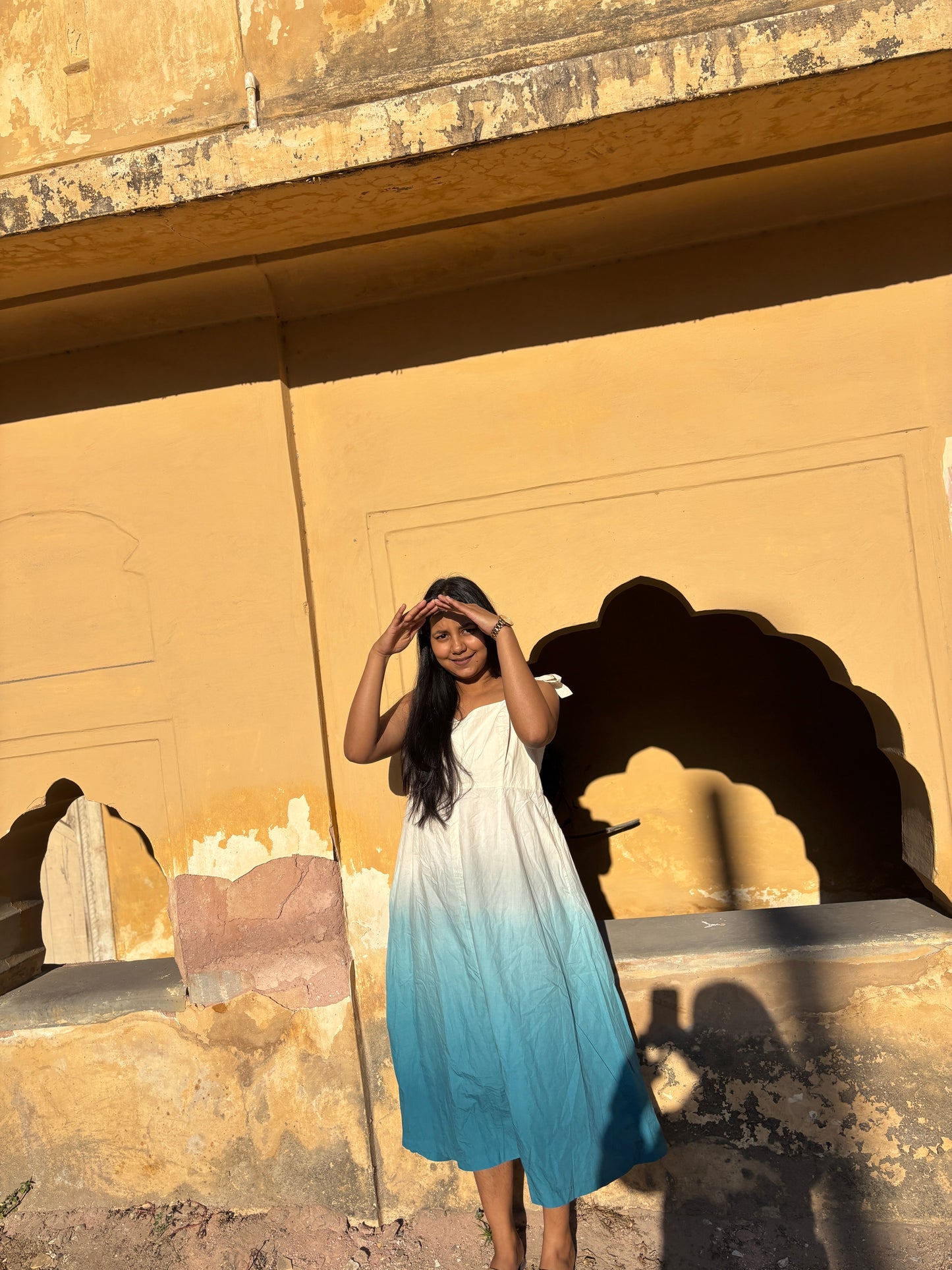 Ombre Indigo Hand-Dyed Tie-Strap Dress