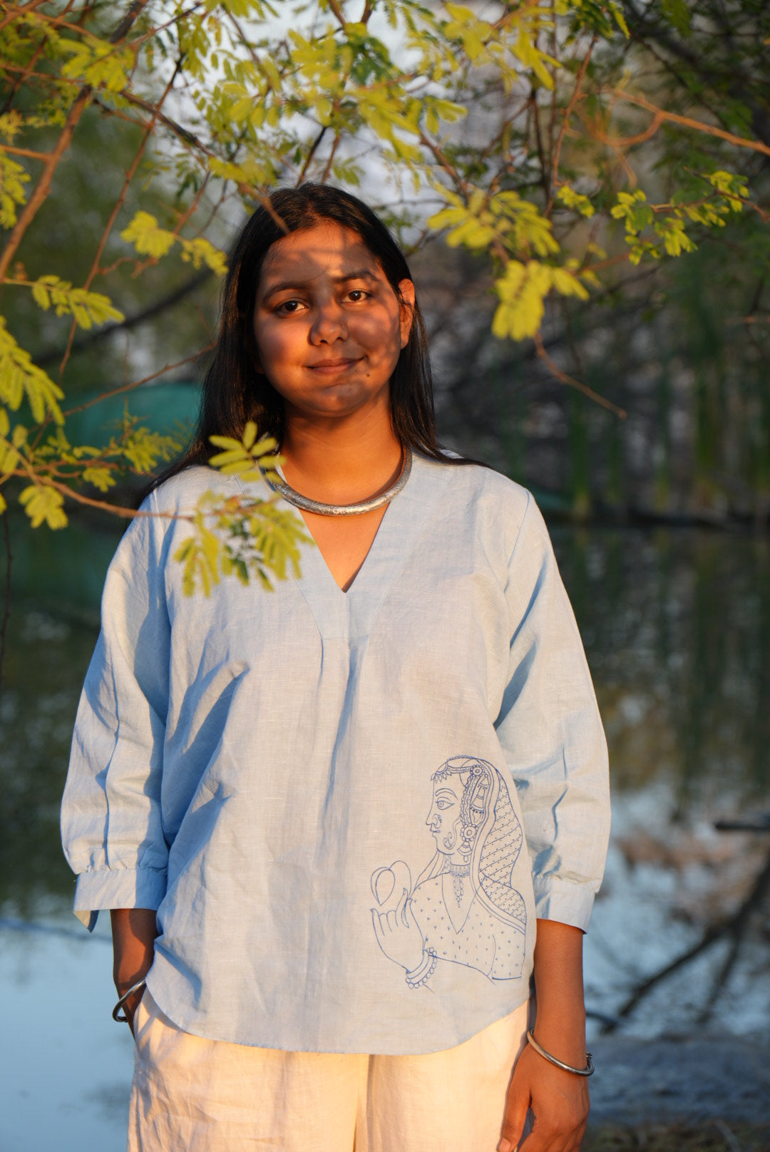 Tribal Handcrafted Sky Blue Top