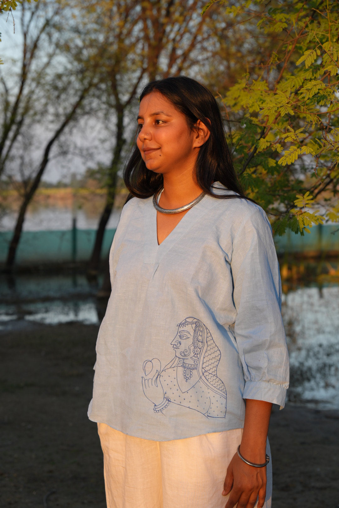 Tribal Handcrafted Sky Blue Top