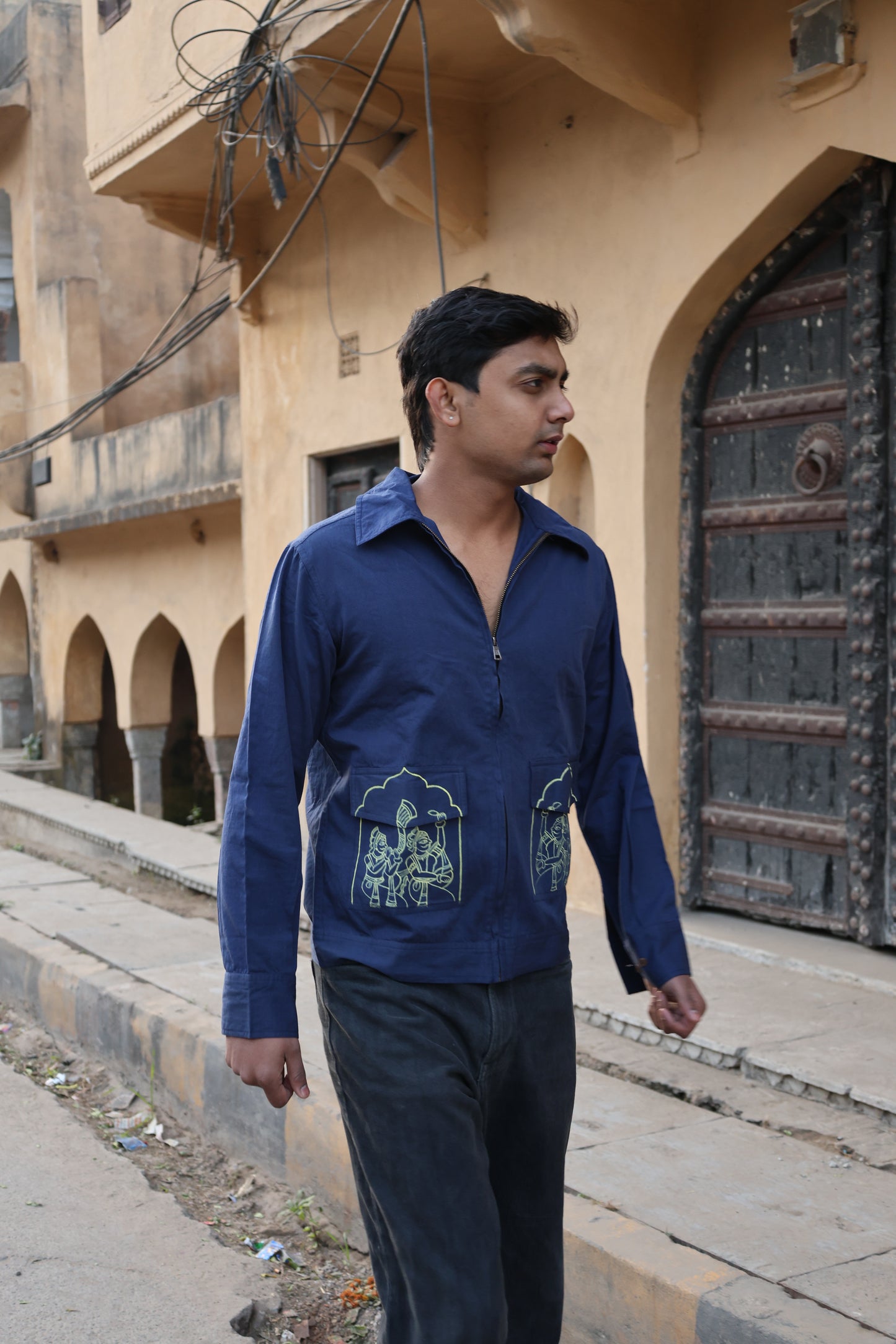 Indigo Hand-Painted  Tribal Art Jacket