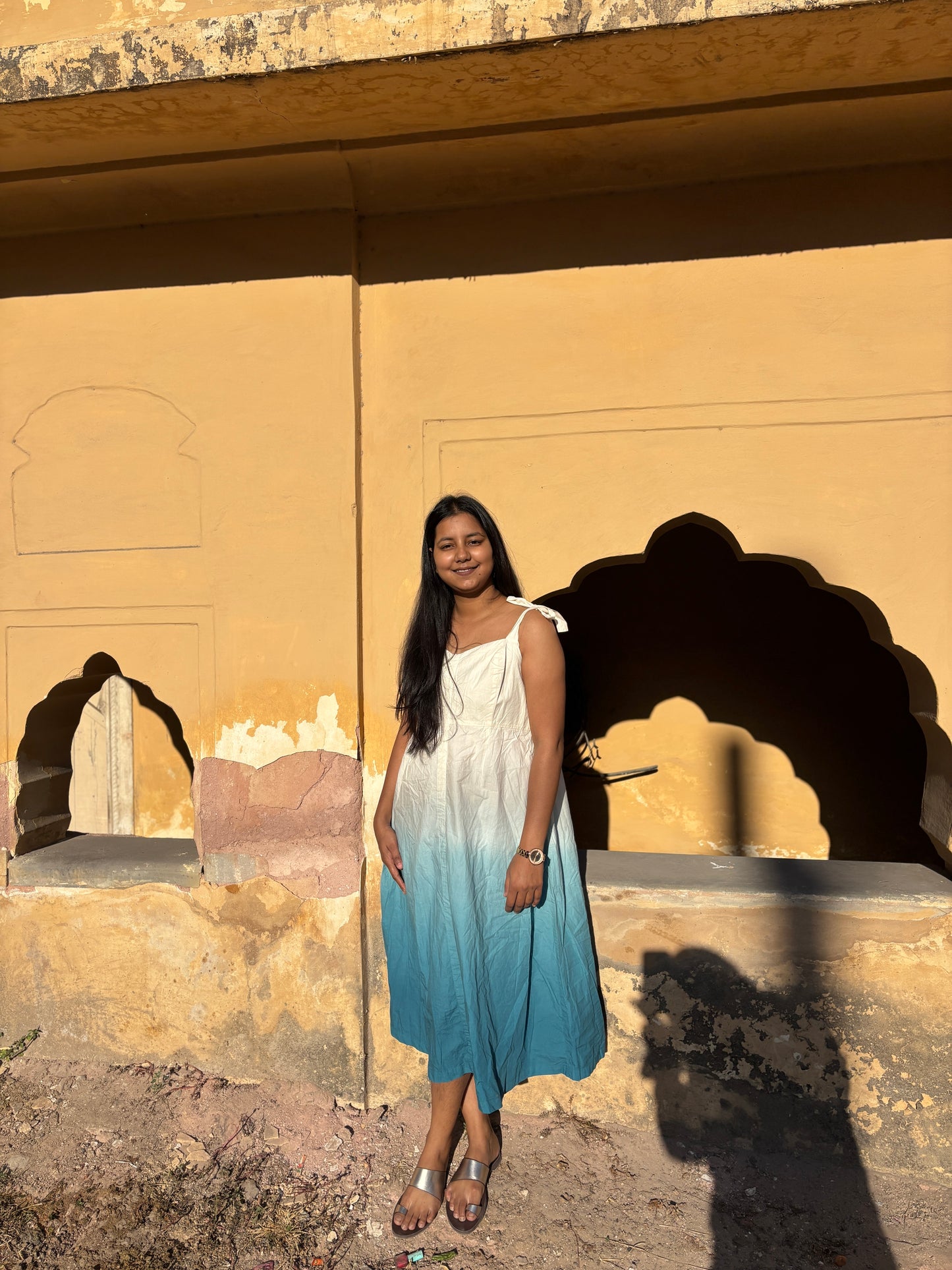 Ombre Indigo Hand-Dyed Tie-Strap Dress