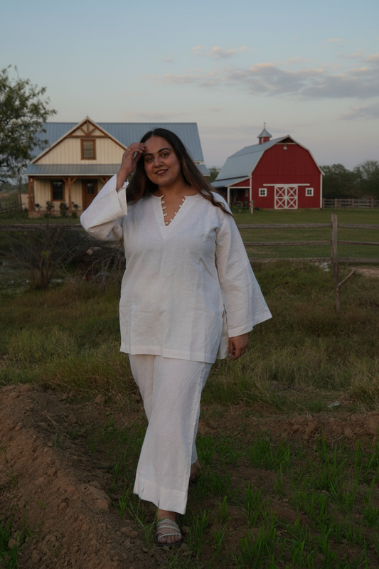 Pure Comfort Handwoven Off White Co-Ord Set