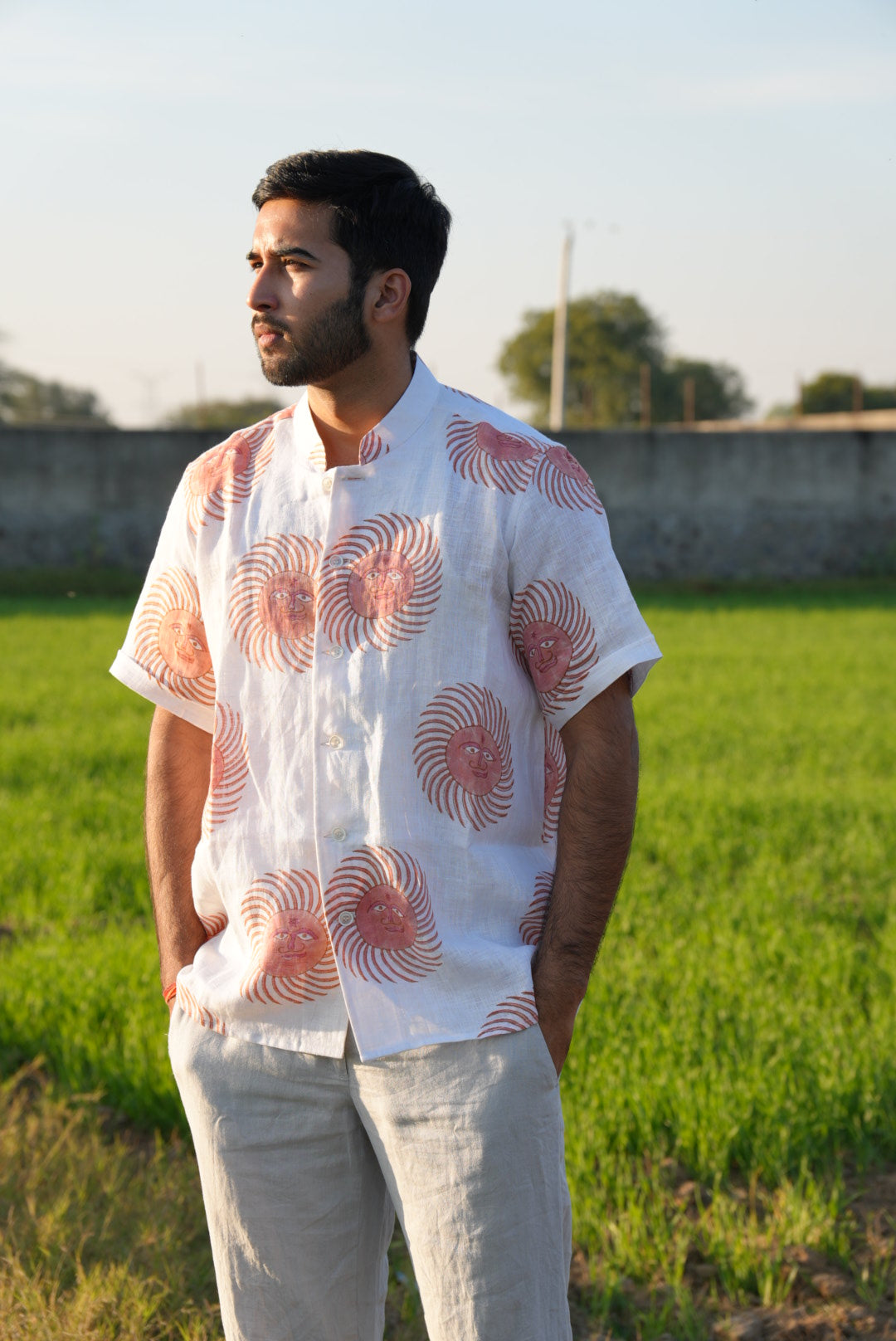 Surya Chakra Natural-Dyed Men’s Shirt – Off White