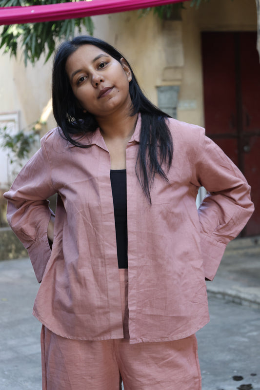 Earthy Natural Dyed Cotton Linen Shirt