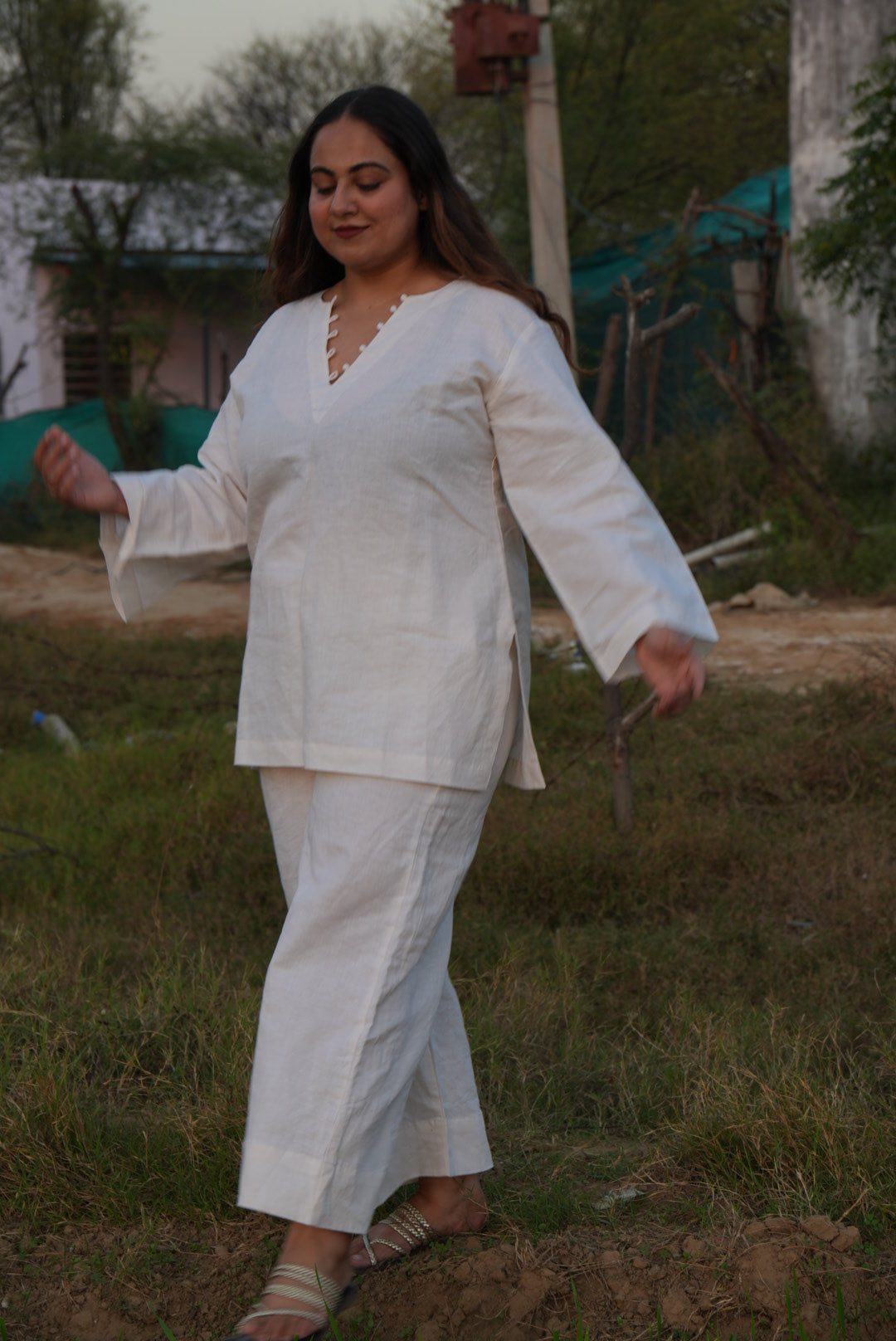 Pure Comfort Handwoven Off White Co-Ord Set