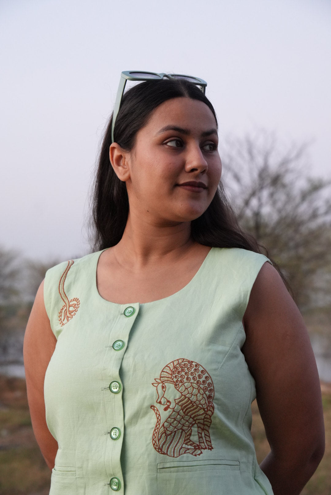 Aaranya Natural-Tone Embroidered Co-ord Set