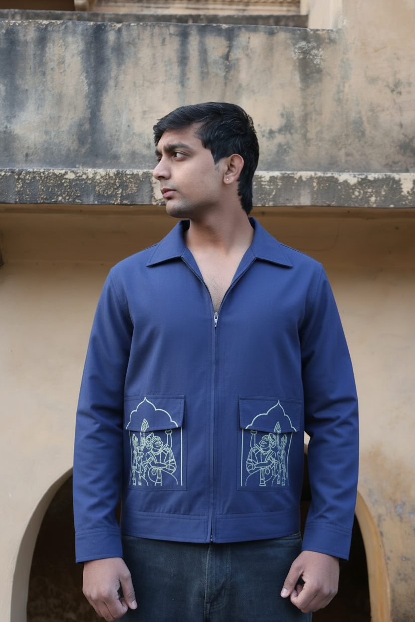 Indigo Hand-Painted  Tribal Art Jacket