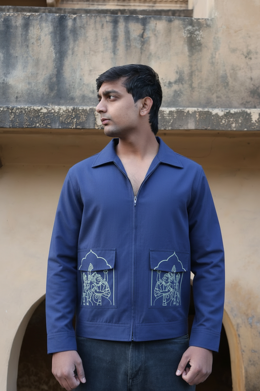 Indigo Hand-Painted  Tribal Art Jacket
