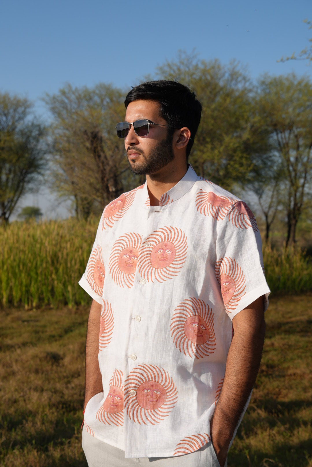 Surya Chakra Natural-Dyed Men’s Shirt – Off White