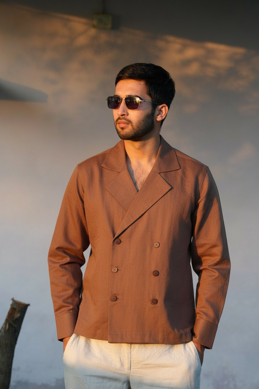 Kurma Double-Collar Shirt – Earth Brown