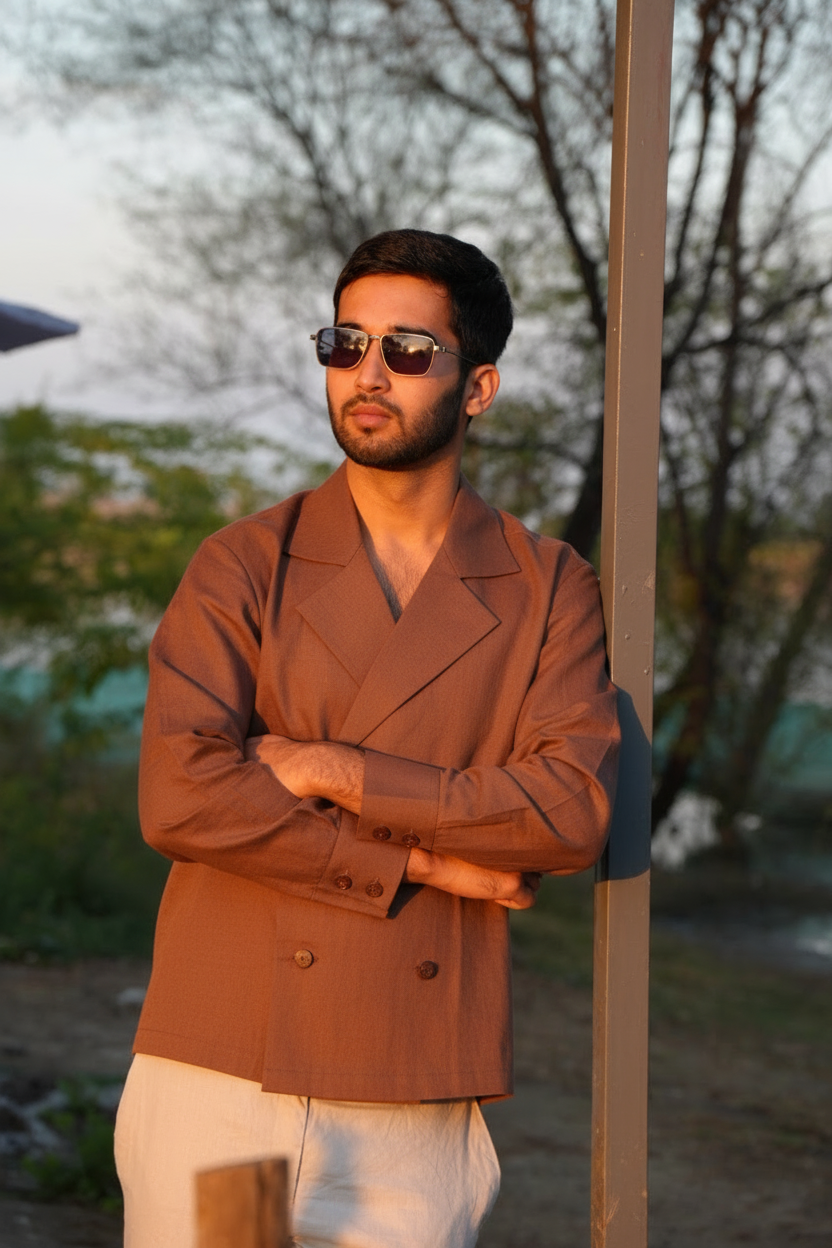 Kurma Double-Collar Shirt – Earth Brown