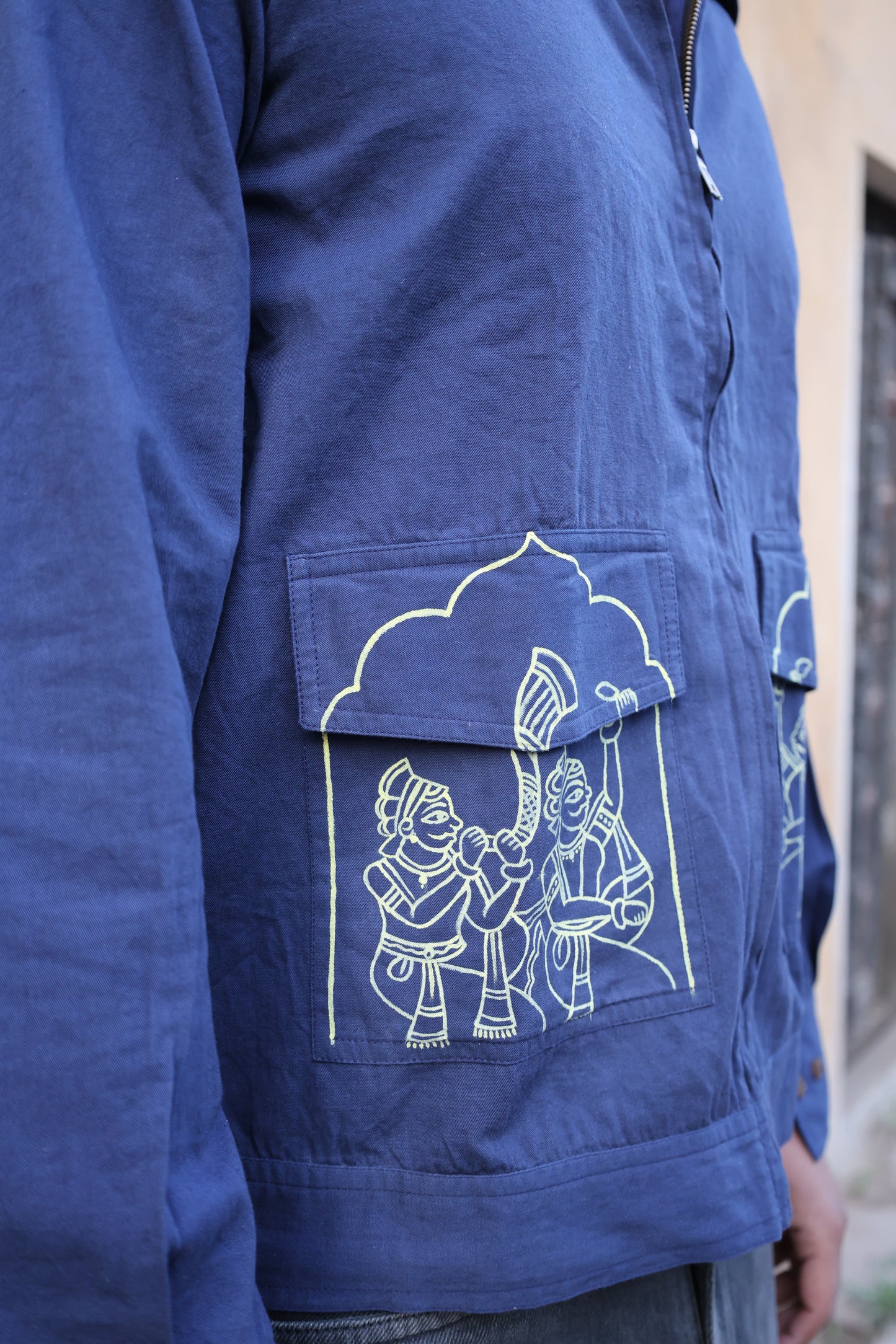 Indigo Hand-Painted  Tribal Art Jacket
