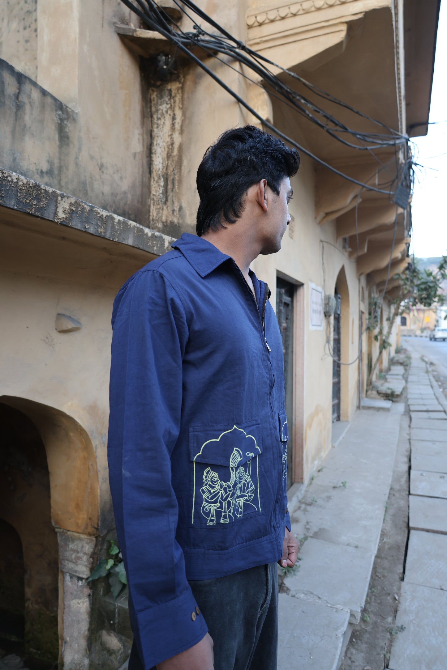 Indigo Hand-Painted  Tribal Art Jacket