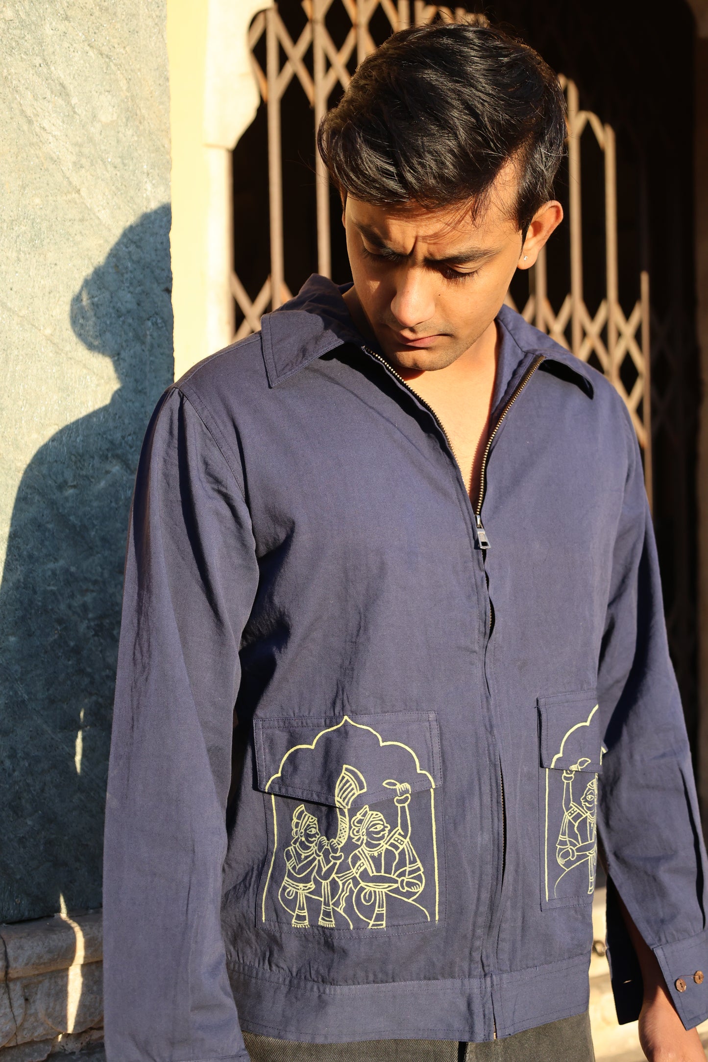 Indigo Hand-Painted  Tribal Art Jacket